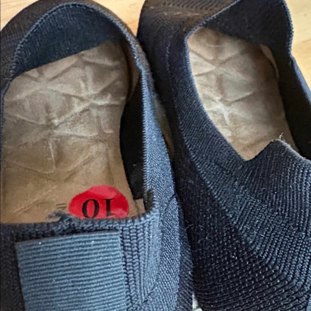 Adrienne Vittadini Niko slip-on sneakers black fabric woven espadrille Size 10